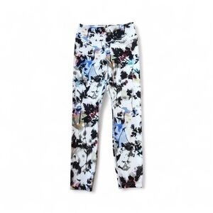 Nike Floral Leaf Print Leggings Yoga Pants Dri-Fit Size Small White Multicolor